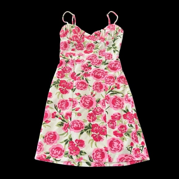 Zara XS Rose Floral Print Mini Dress Smocked Back Spring Easter Wedding Party - Picture 2 of 14